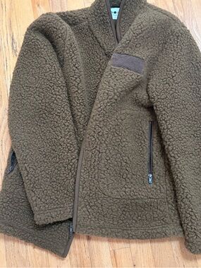 Cozy Olive Green Sherpa Zip Jacket